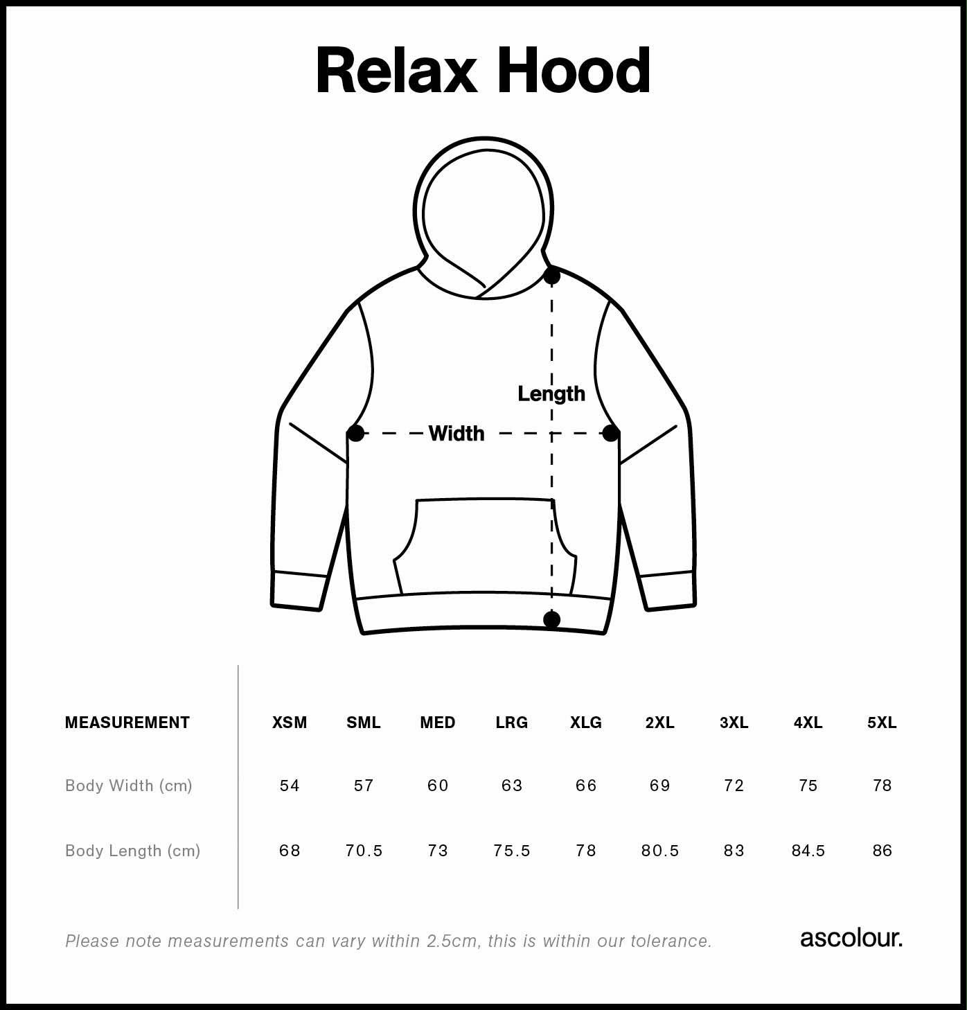 Artevō Jiu Jitsu Academy black hoodie size Chart