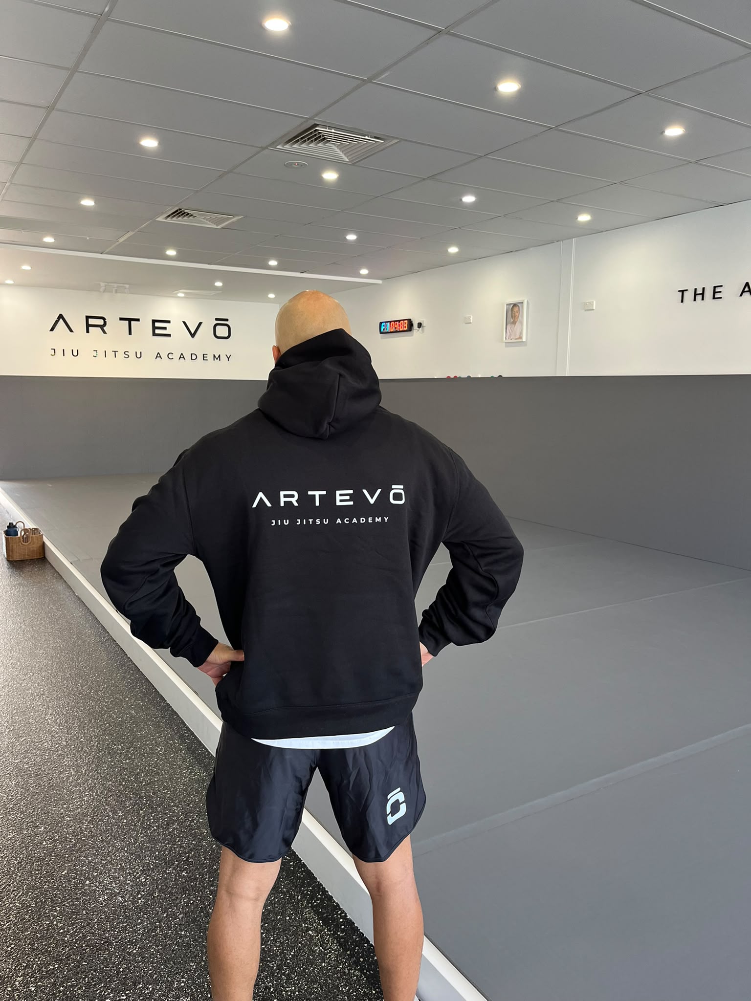 Artevo Black Hoodie back - worn by Mark