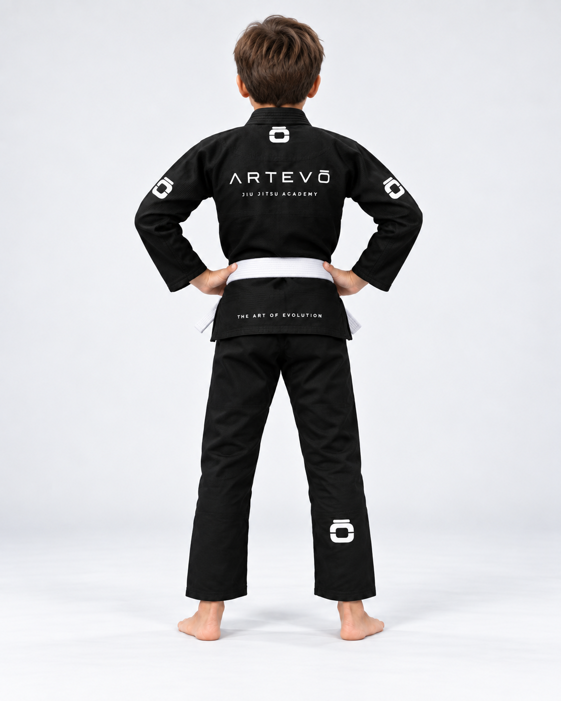 Artevo kids black gi back view