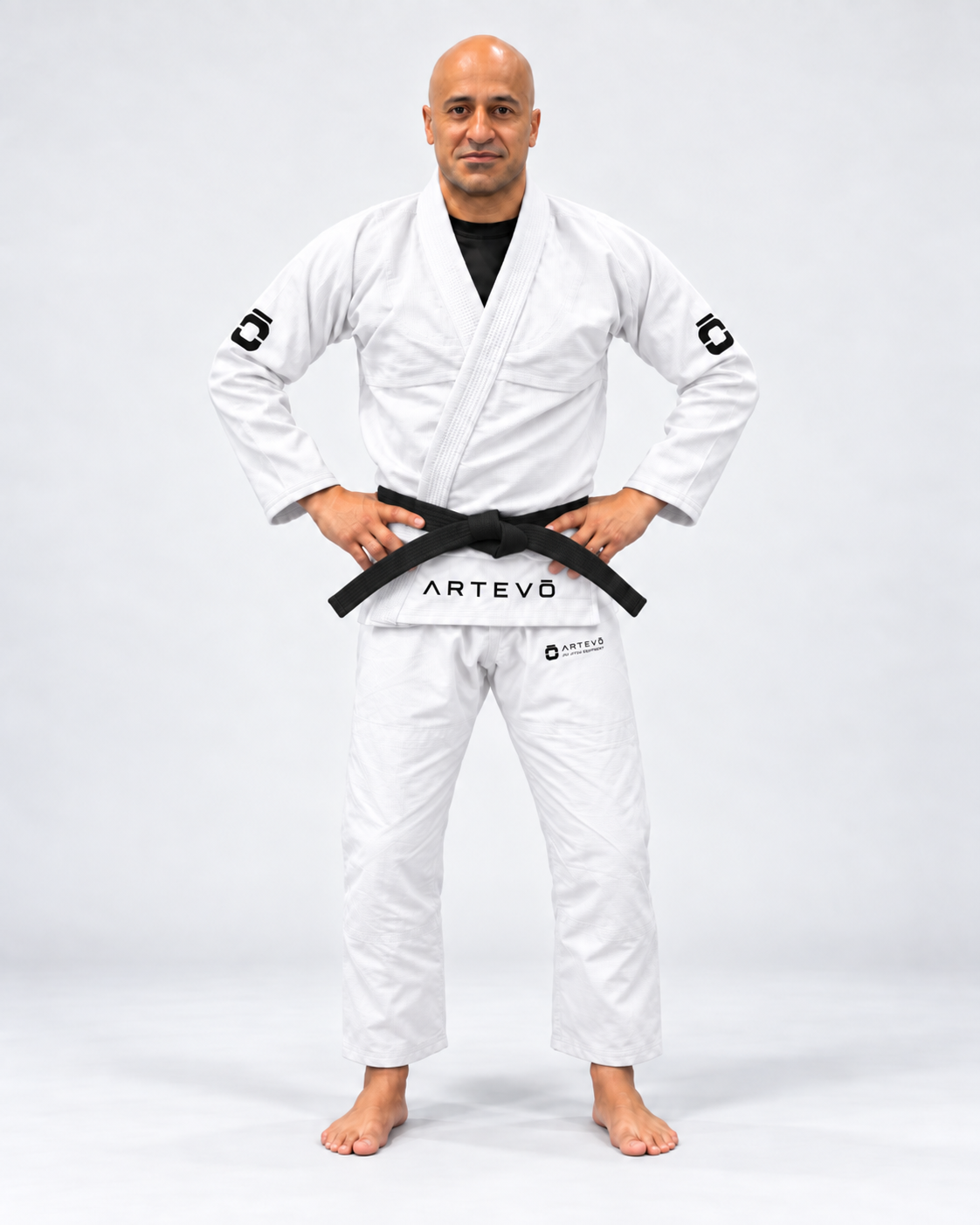 Artevo white adult gi front view
