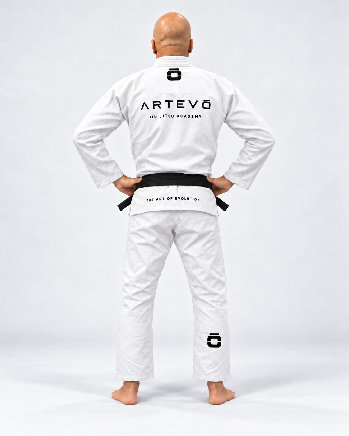 Artevo white adult gi back view